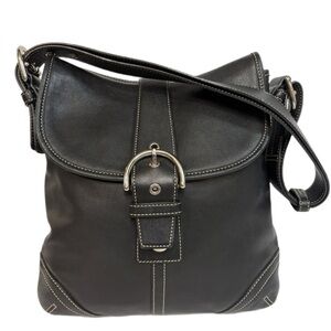 Coach Soho Black Leather Flap Front Buckle Shoulder Bag 9480 Hangtag Vintage